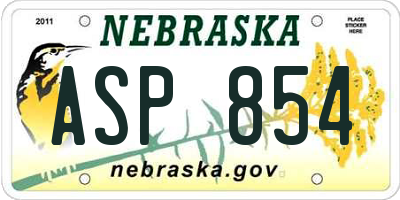 NE license plate ASP854