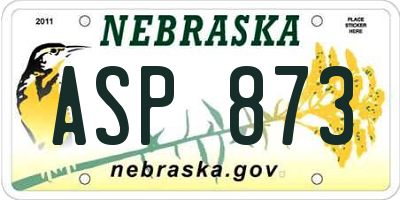 NE license plate ASP873