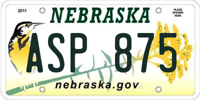NE license plate ASP875
