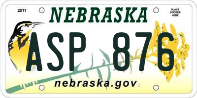 NE license plate ASP876