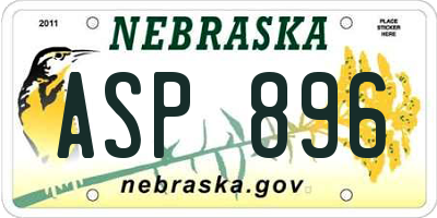 NE license plate ASP896