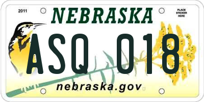 NE license plate ASQ018