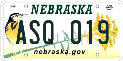 NE license plate ASQ019