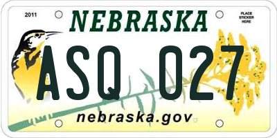 NE license plate ASQ027