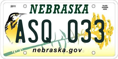 NE license plate ASQ033