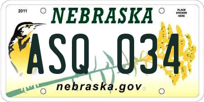 NE license plate ASQ034