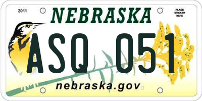 NE license plate ASQ051