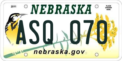 NE license plate ASQ070