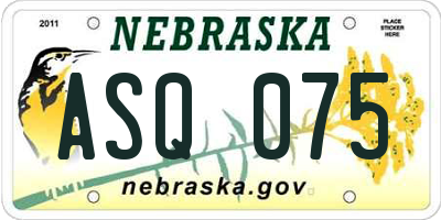 NE license plate ASQ075