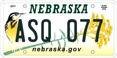 NE license plate ASQ077