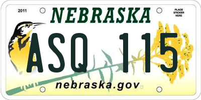 NE license plate ASQ115