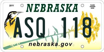 NE license plate ASQ118