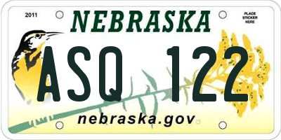 NE license plate ASQ122