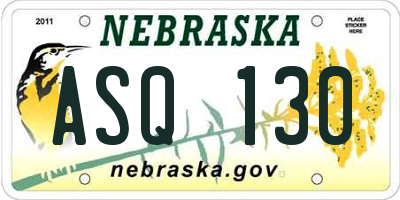NE license plate ASQ130