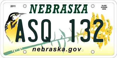 NE license plate ASQ132