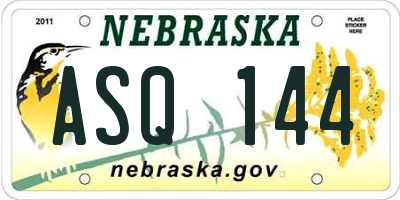 NE license plate ASQ144
