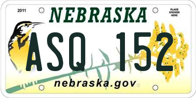 NE license plate ASQ152