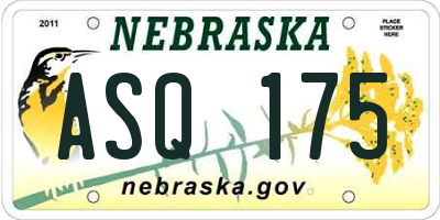 NE license plate ASQ175