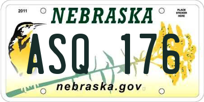 NE license plate ASQ176