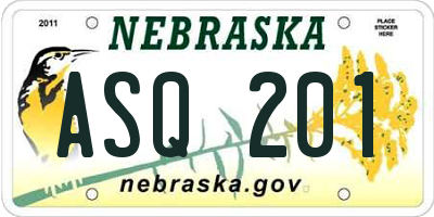 NE license plate ASQ201