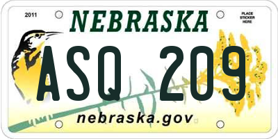 NE license plate ASQ209