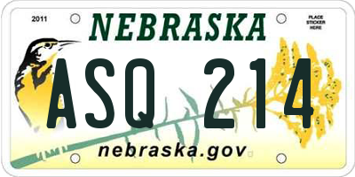 NE license plate ASQ214