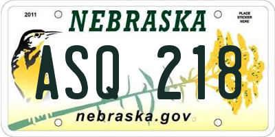 NE license plate ASQ218