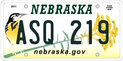 NE license plate ASQ219
