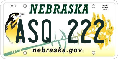 NE license plate ASQ222