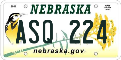 NE license plate ASQ224