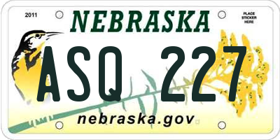 NE license plate ASQ227
