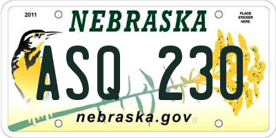 NE license plate ASQ230