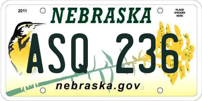 NE license plate ASQ236