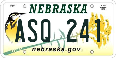 NE license plate ASQ241