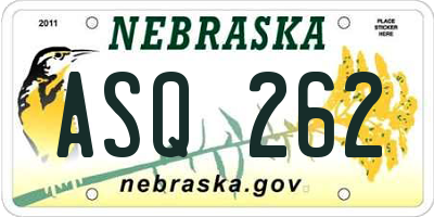NE license plate ASQ262