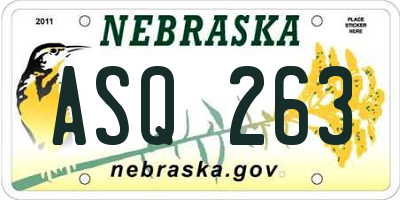 NE license plate ASQ263