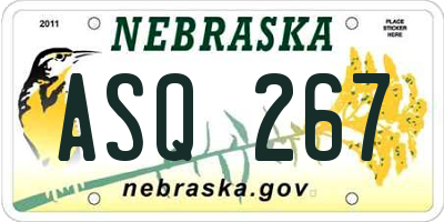 NE license plate ASQ267