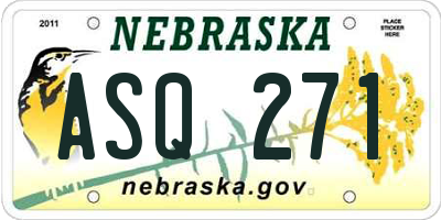 NE license plate ASQ271