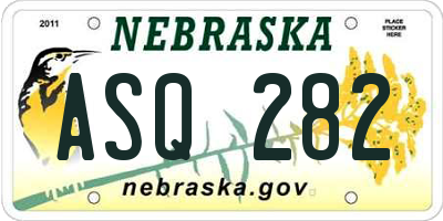 NE license plate ASQ282