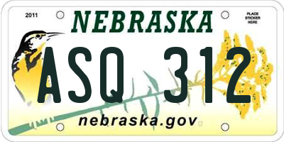 NE license plate ASQ312