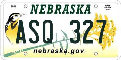 NE license plate ASQ327