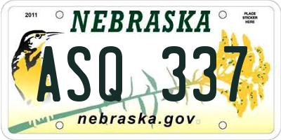 NE license plate ASQ337