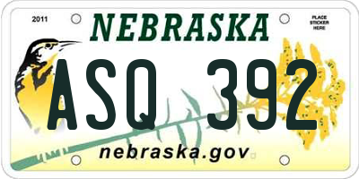 NE license plate ASQ392
