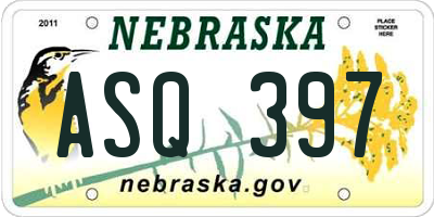 NE license plate ASQ397