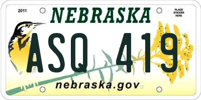 NE license plate ASQ419