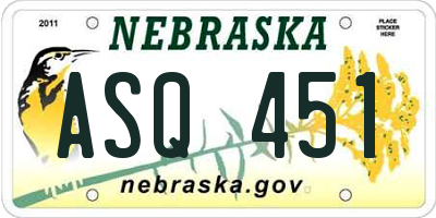 NE license plate ASQ451