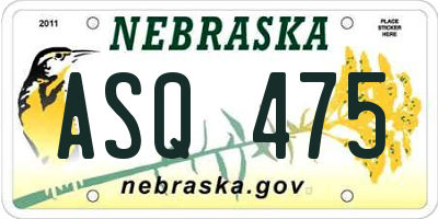 NE license plate ASQ475