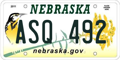 NE license plate ASQ492
