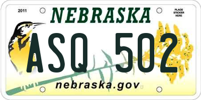 NE license plate ASQ502