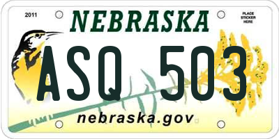 NE license plate ASQ503